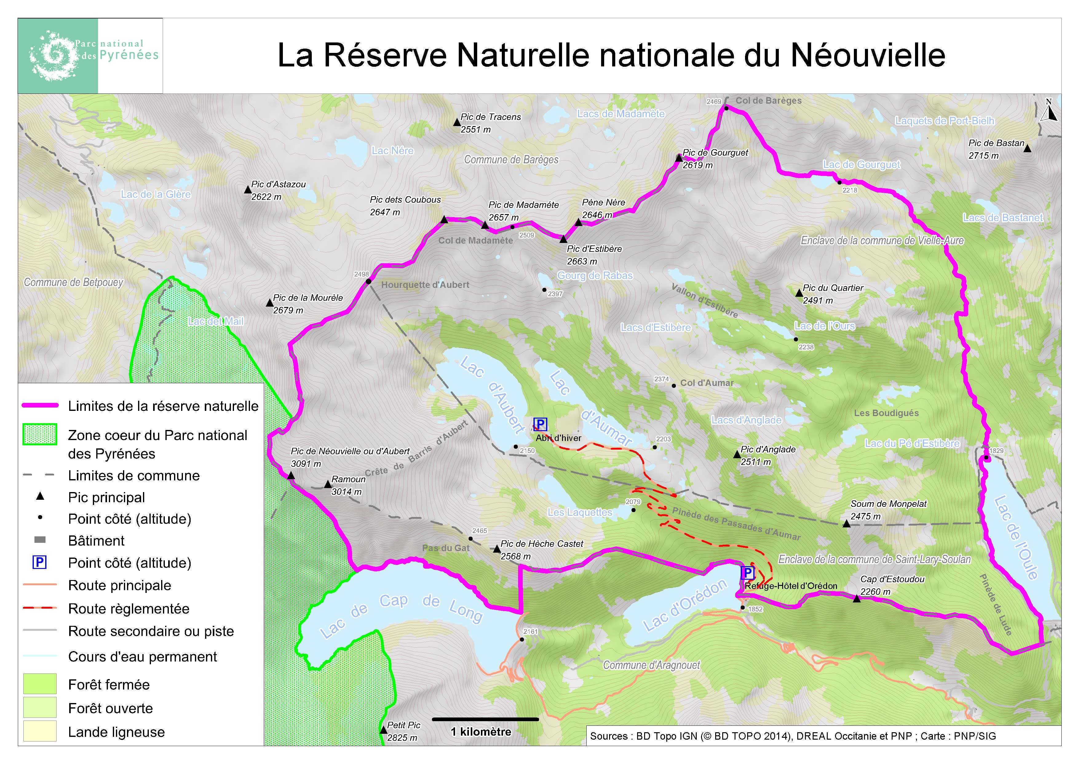 Carte de la Réserve Naturelle du Néouvielle