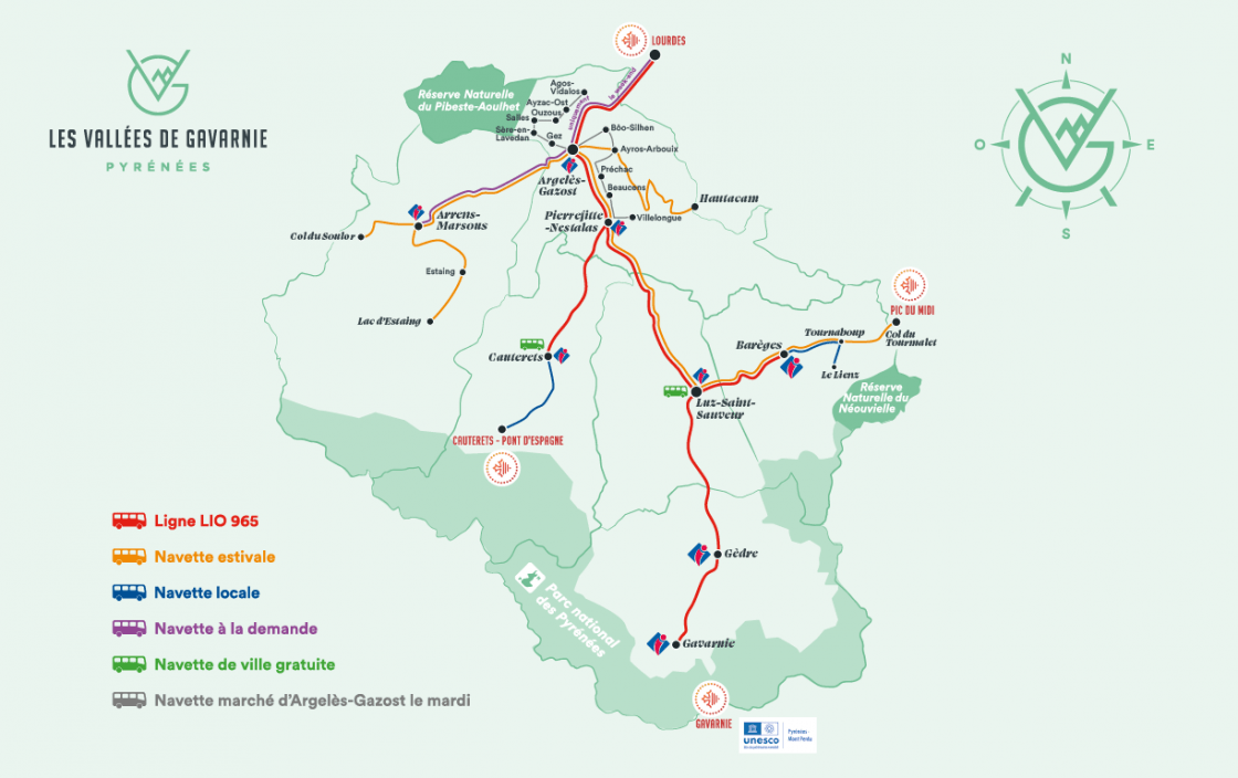 Réseau de transports publics (bus et navettes) des Vallées de Gavarnie - Hautes-Pyrénées