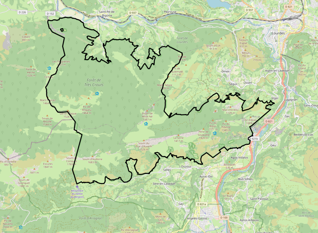 Carte réserve naturelle du Pibeste